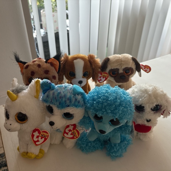 Ty Plush Animal Collection with Blue and White Accents